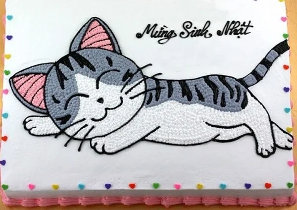 Bánh sinh nhật hình con mèo cho bé trai