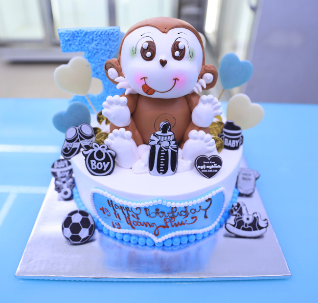 Hình bánh kem con khỉ