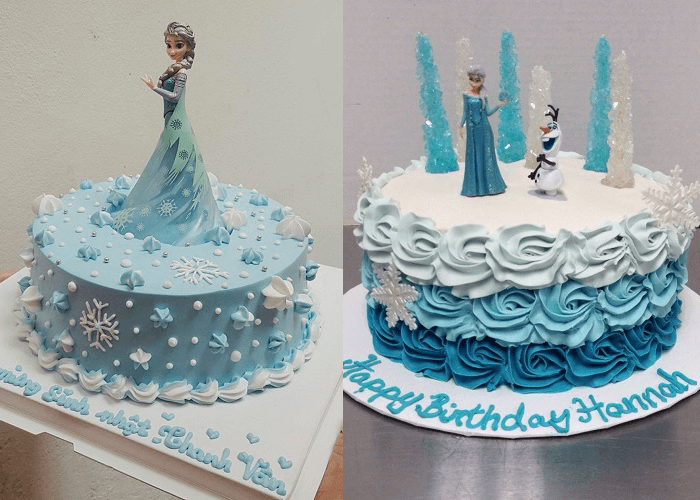Bánh sinh nhật Elsa màu xanh