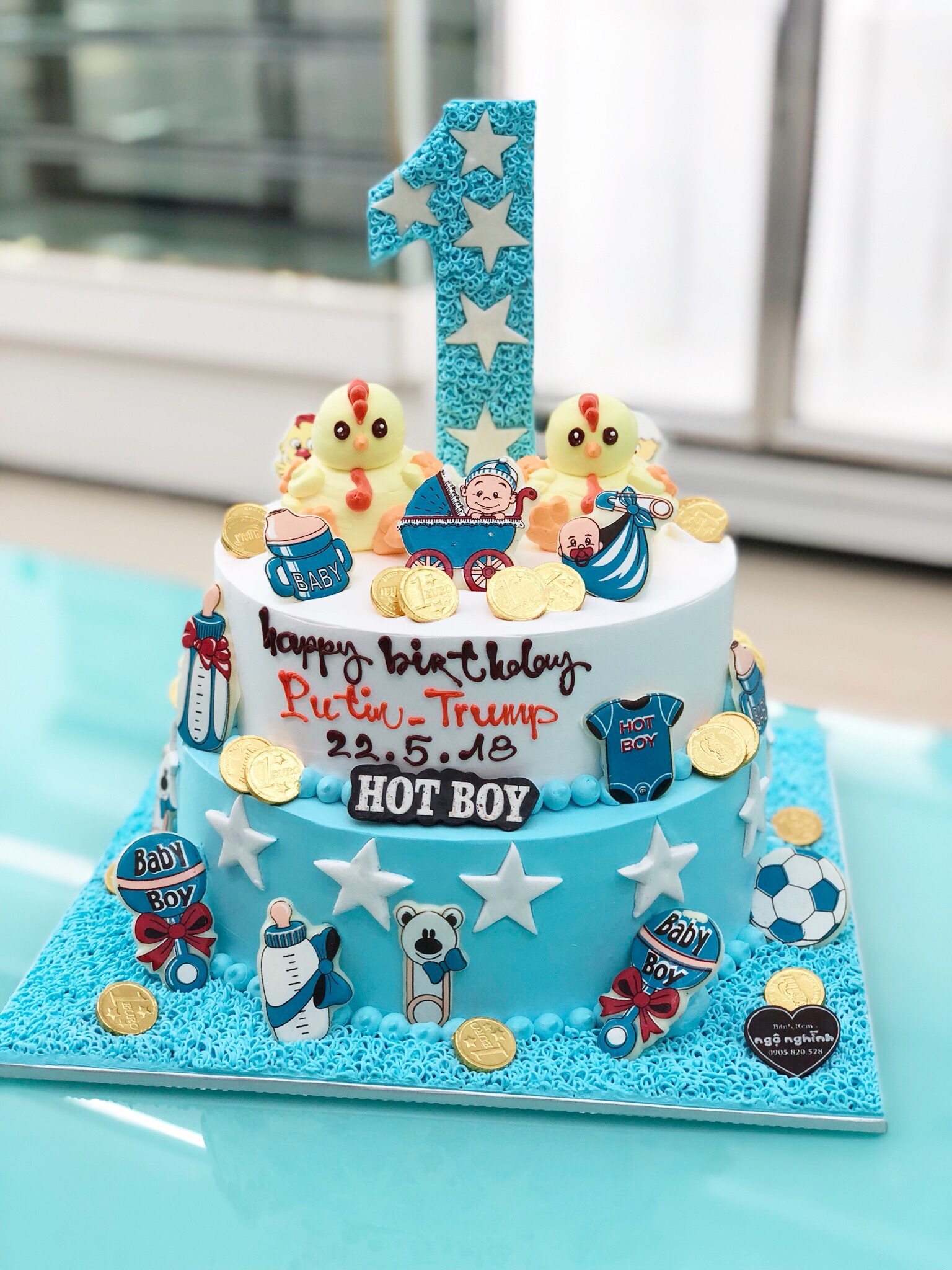 Bánh sinh nhật 2 tầng cho bé trai