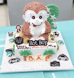 Bánh kem hình con khỉ nâu đẹp