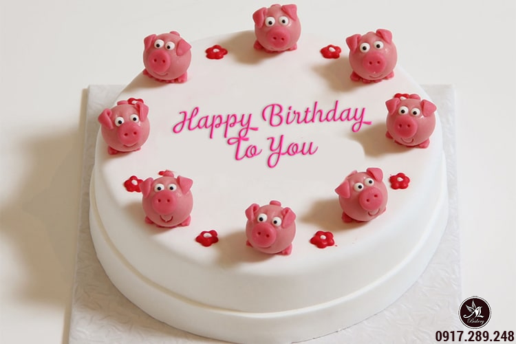 Bánh kem hình con heo đẹp