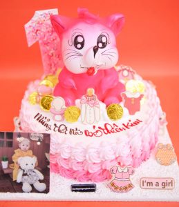 Bánh kem thôi nôi bé gái tuổi chuột