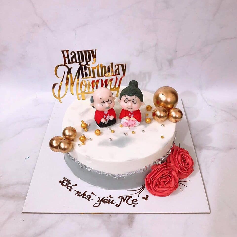 Bánh kem sinh nhật tạo hình người bà mừng sinh nhật bà ngoại (Mẫu 51621) -  FRIENDSHIP CAKES & GIFT
