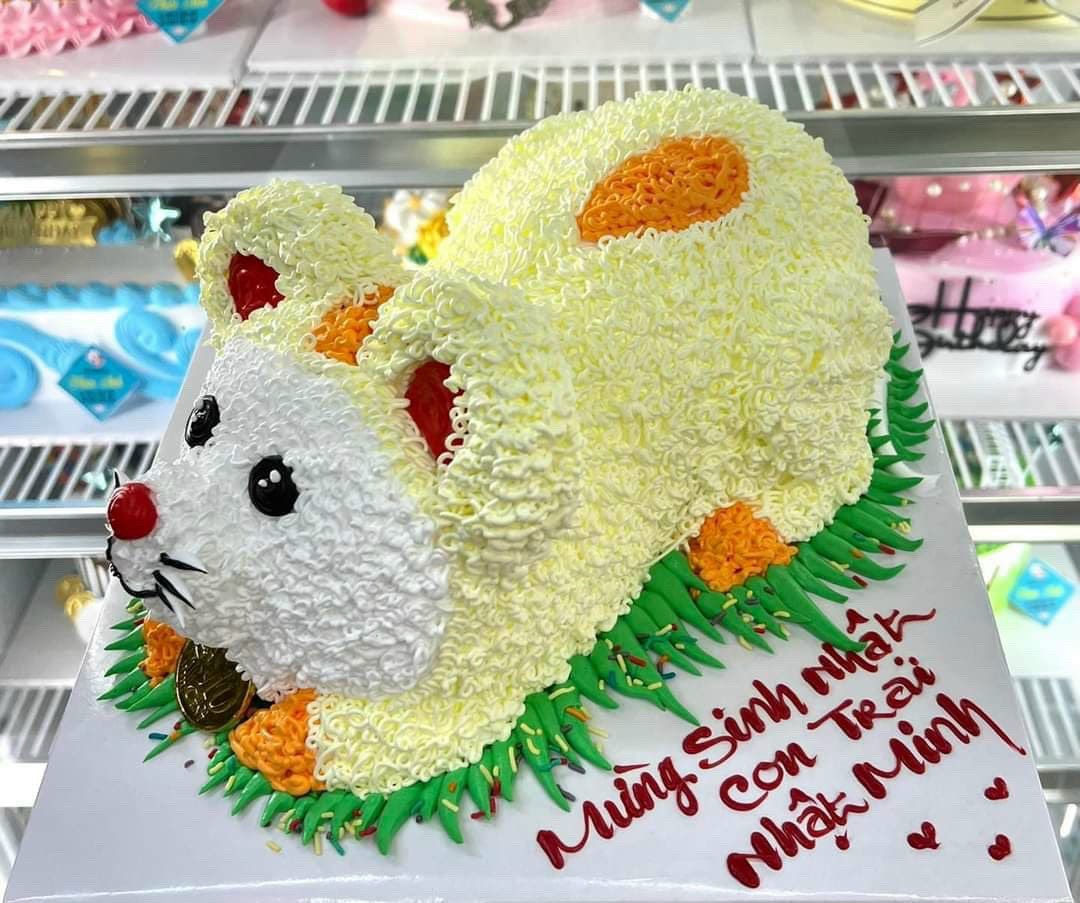 Bánh sinh nhật tạo hình 3D con chuột tuổi tí công chúa dễ thương tặng bé gái  | Bánh Kem Ngộ Nghĩnh