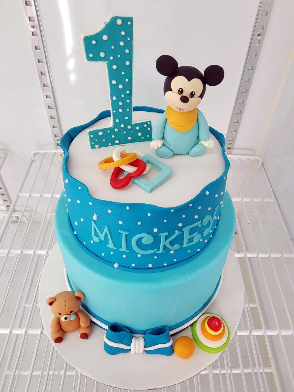 Bánh sinh nhật đường fondant con chuột đẹp cho bé gái tuổi tý ấn tượng 6947  - Bánh fondant